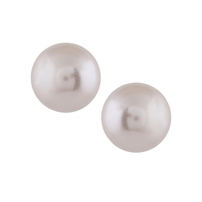 Estele Rhodium Plated Beautiful White Pearl Stud Earrings for Women