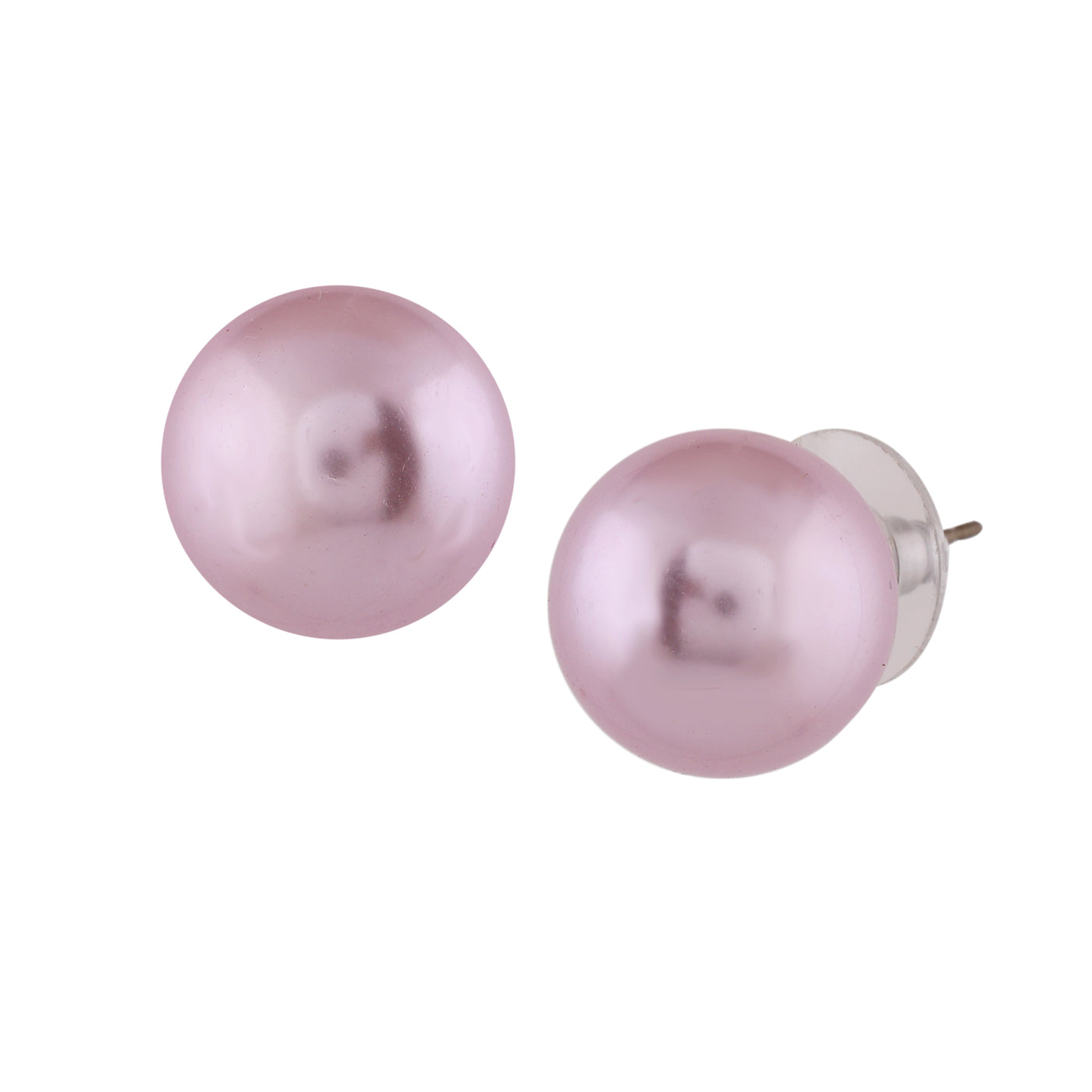 Estele Rhodium Plated Classic Pearl Stud Earrings for Women