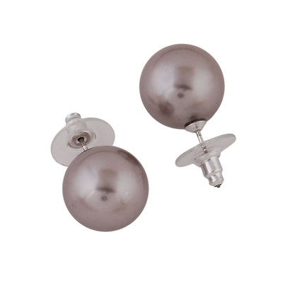 Estele Rhodium Plated Gorgeous Pearl Stud Earrings for Women