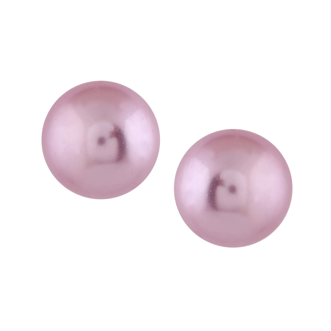 Estele Rhodium Plated Shimmering Pearl Stud Earrings for Women