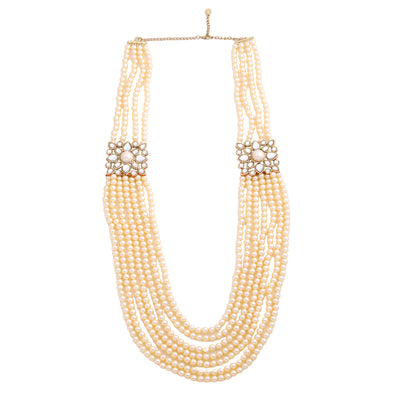 Estele Gold Tone Royal 7 string Pearl Necklace