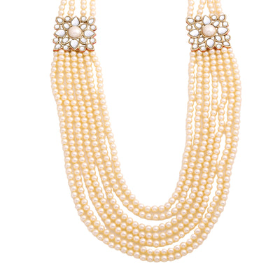 Estele Gold Tone Royal 7 string Pearl Necklace
