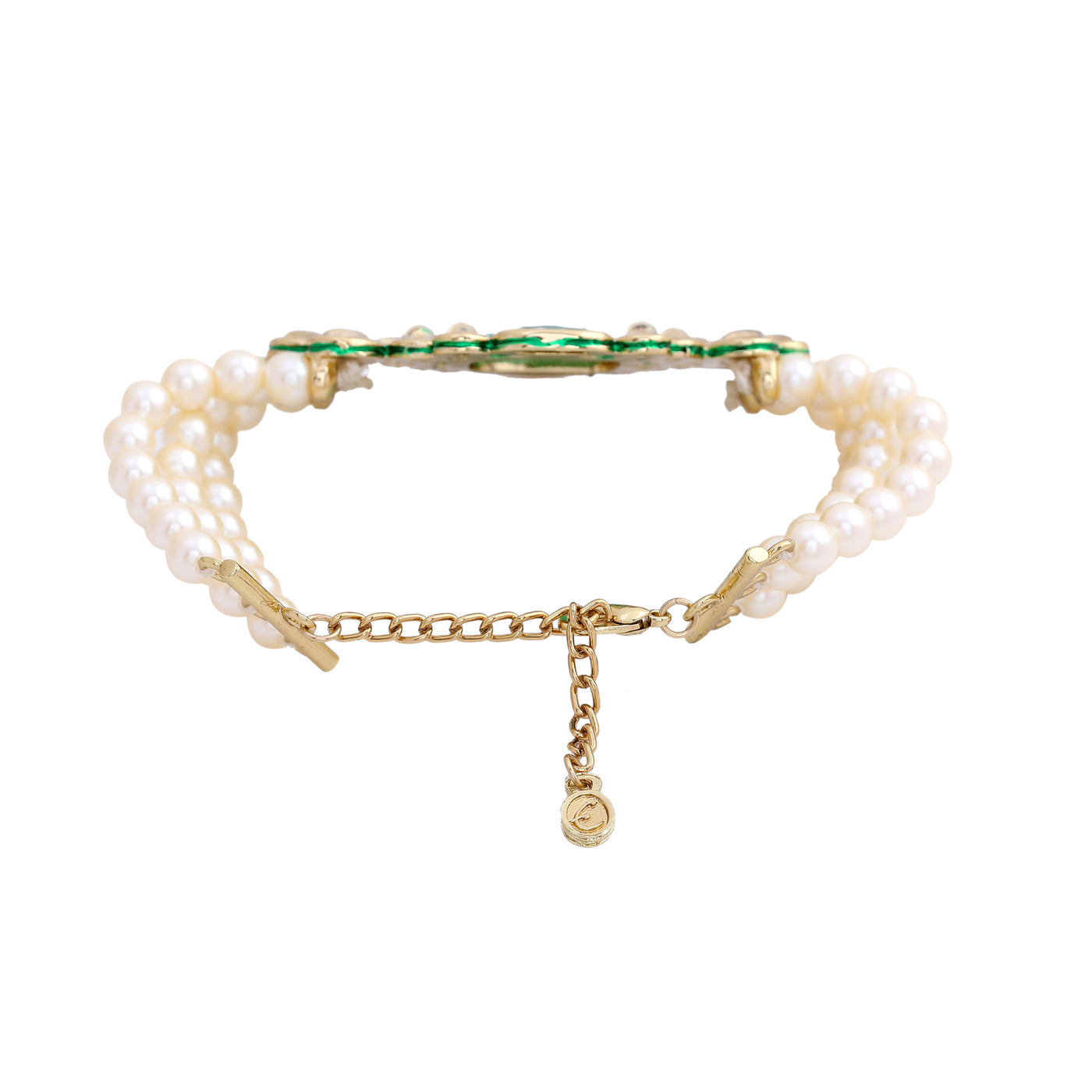 Traditional Gold tone Royal Emerald Pearl Kundan Bracelet