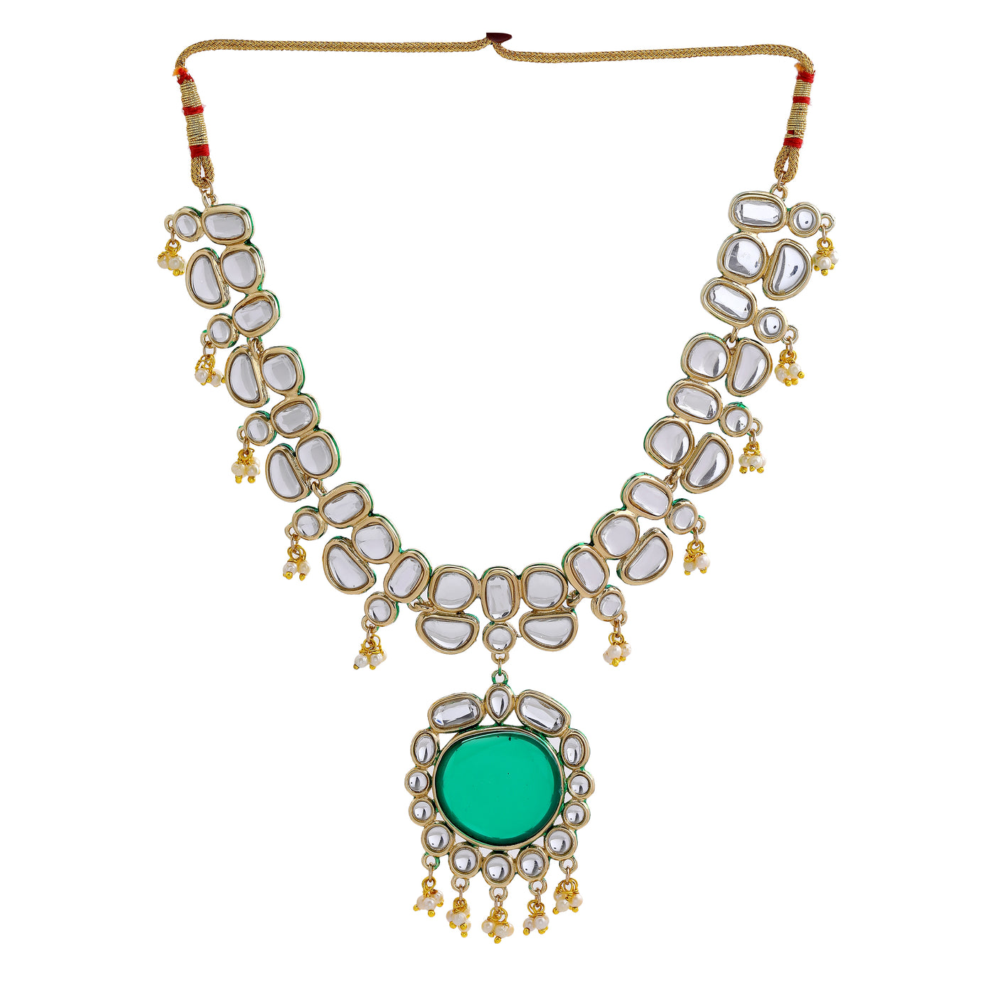 Traditional Gold Plated Kundan Polki Crystal Necklace