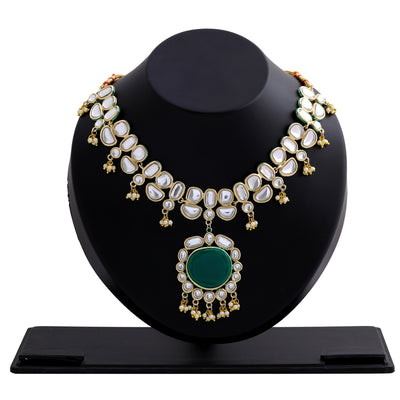 Traditional Gold Plated Kundan Polki Crystal Necklace