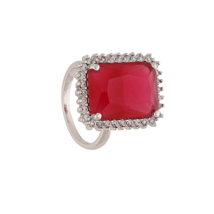 Estele Rhodium Plated CZ Adjustable Sparkling Ring for Women