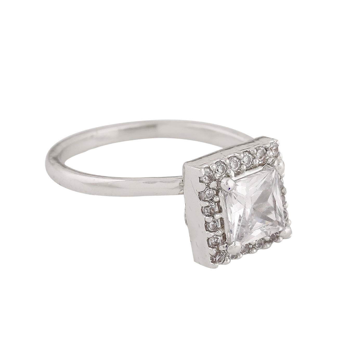 Estele Rhodium Plated CZ Charming Ring for Women