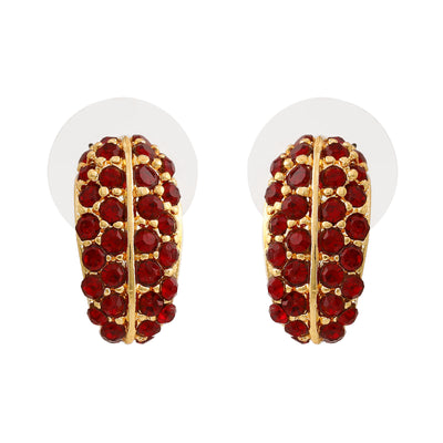 24Kt Gold Plated Candy Earring with Red Crystals