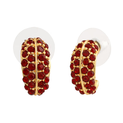 24Kt Gold Plated Candy Earring with Red Crystals