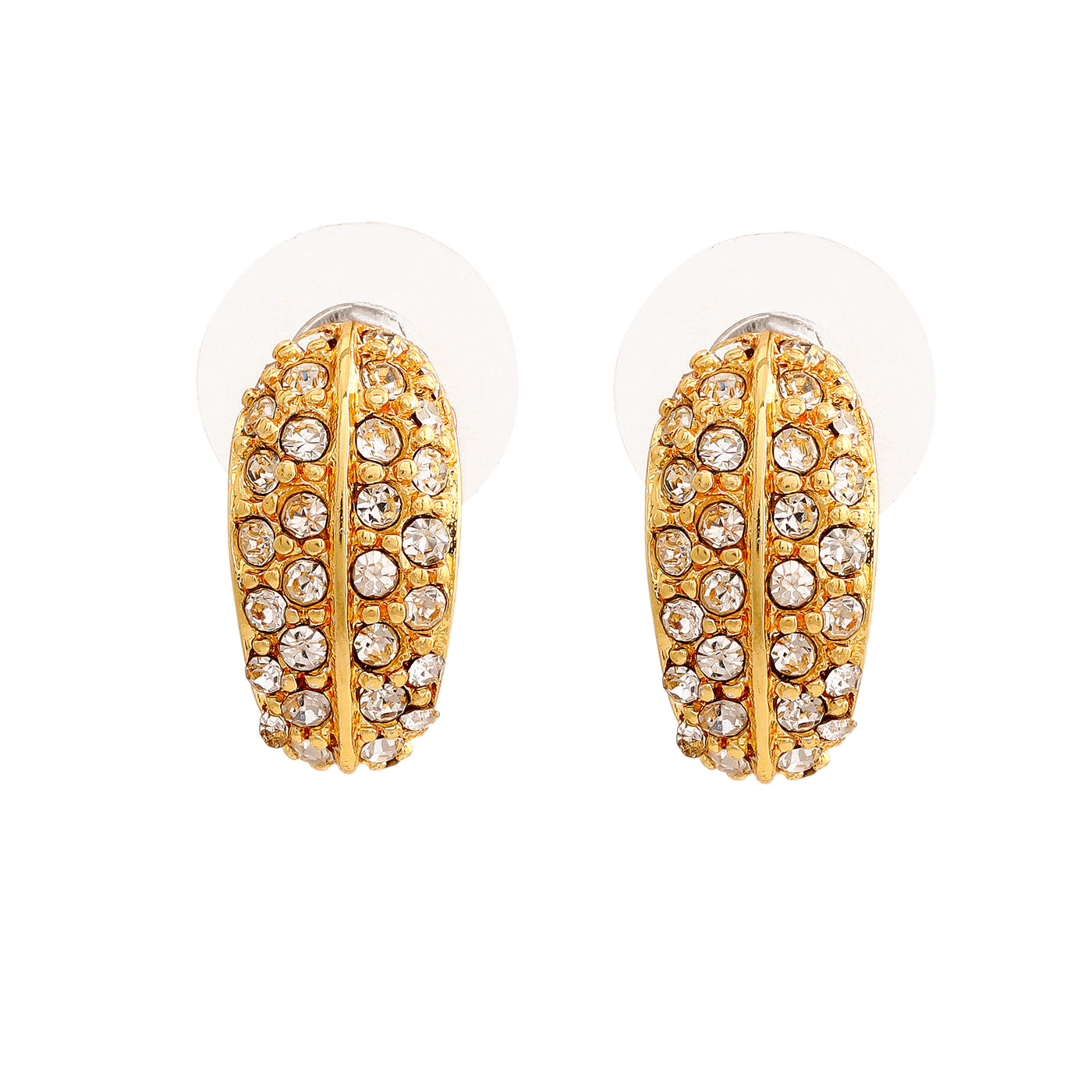 24Kt Gold Plated Candy Earring with White Crystals