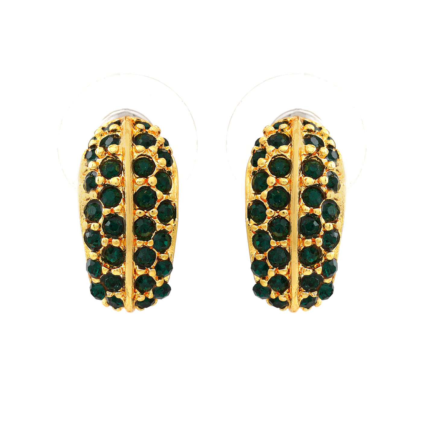 24Kt Gold Plated Candy Earring with Green Crystals