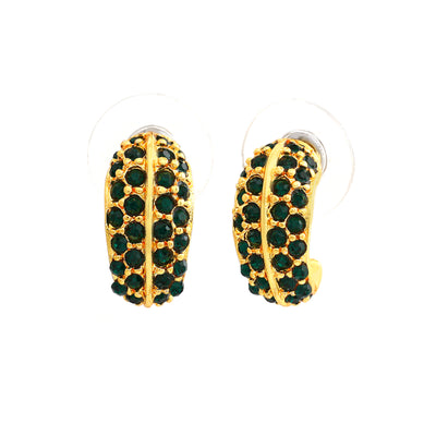 24Kt Gold Plated Candy Earring with Green Crystals