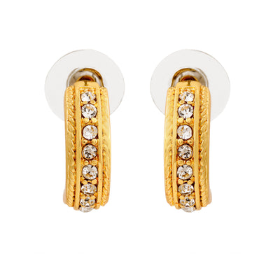 Candy Crystal Collection Gold Plated White Crystal Stud Earrings