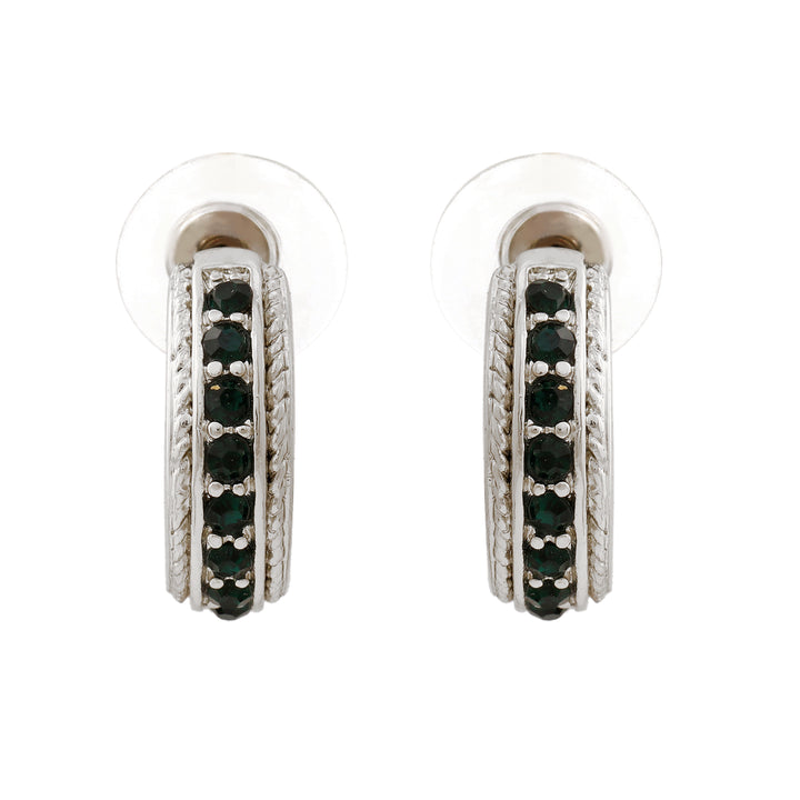 Estele Rhodium Plated Trendy Candy Stud Earring with fancy Green crystals for Women