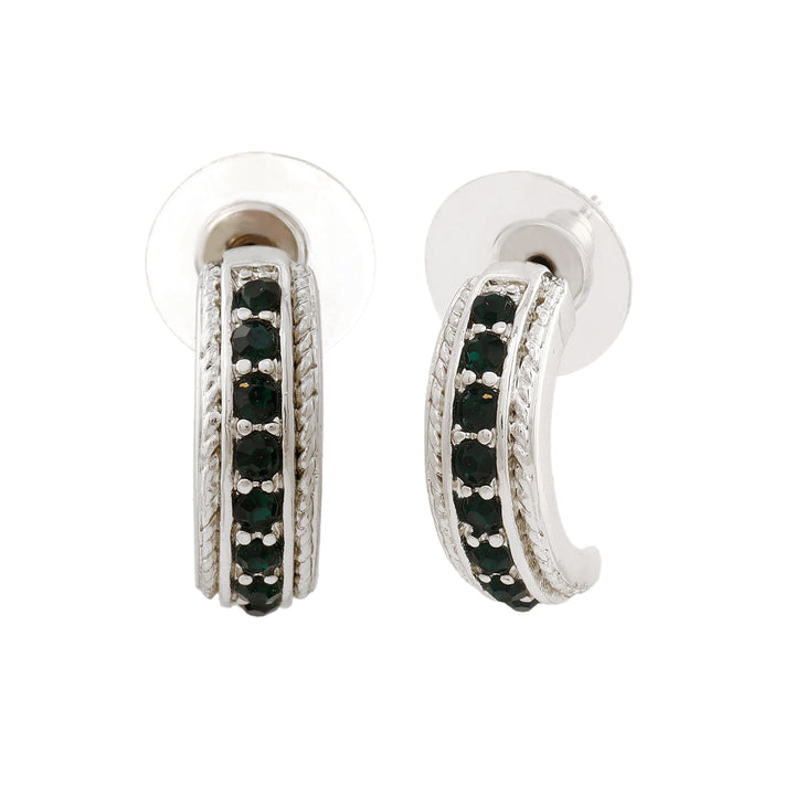 Estele Rhodium Plated Trendy Candy Stud Earring with fancy Green crystals for Women