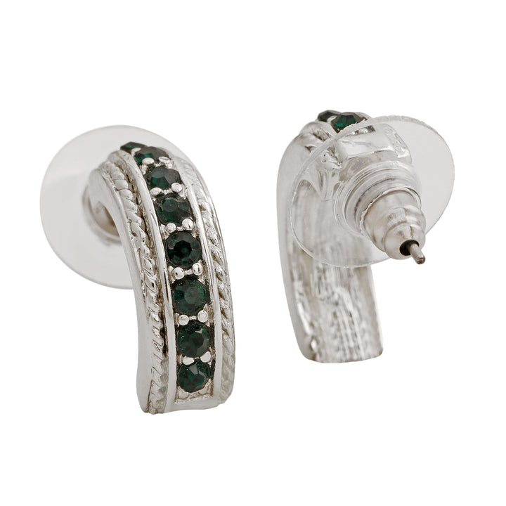 Estele Rhodium Plated Trendy Candy Stud Earring with fancy Green crystals for Women
