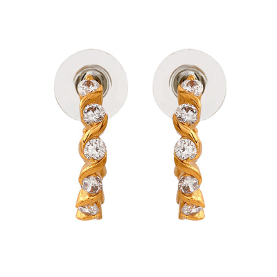 24Kt Gold Plated White CZ Hoop Earrings