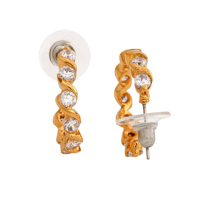 24Kt Gold Plated White CZ Hoop Earrings