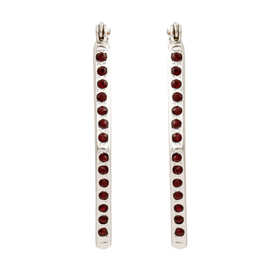 Red Crystal stone Rhodium Plated Stud candy Earrings