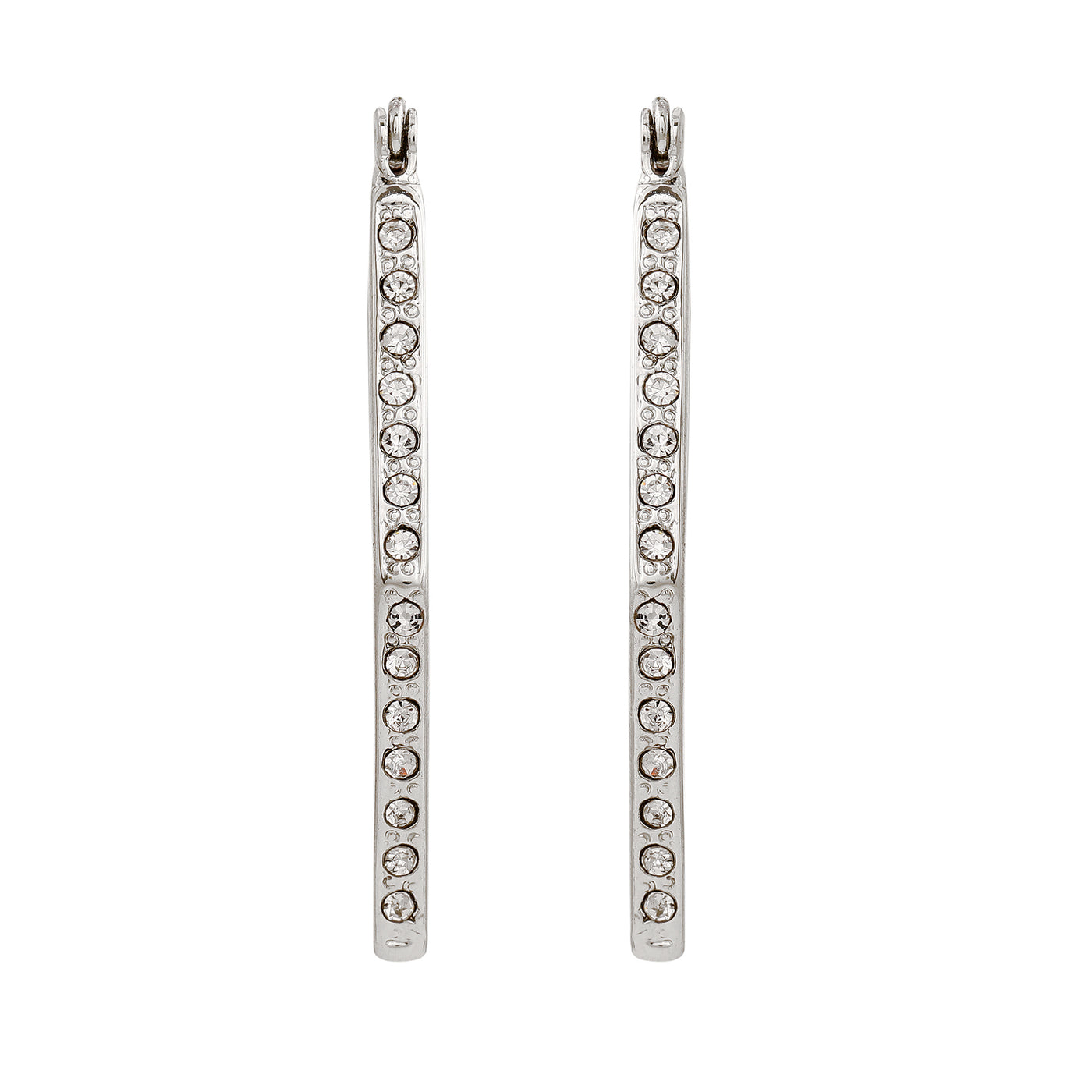 White Crystal stone Rhodium Plated Stud candy Earrings