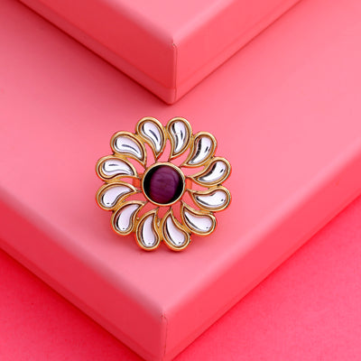 Designer polki Kundan ring for women