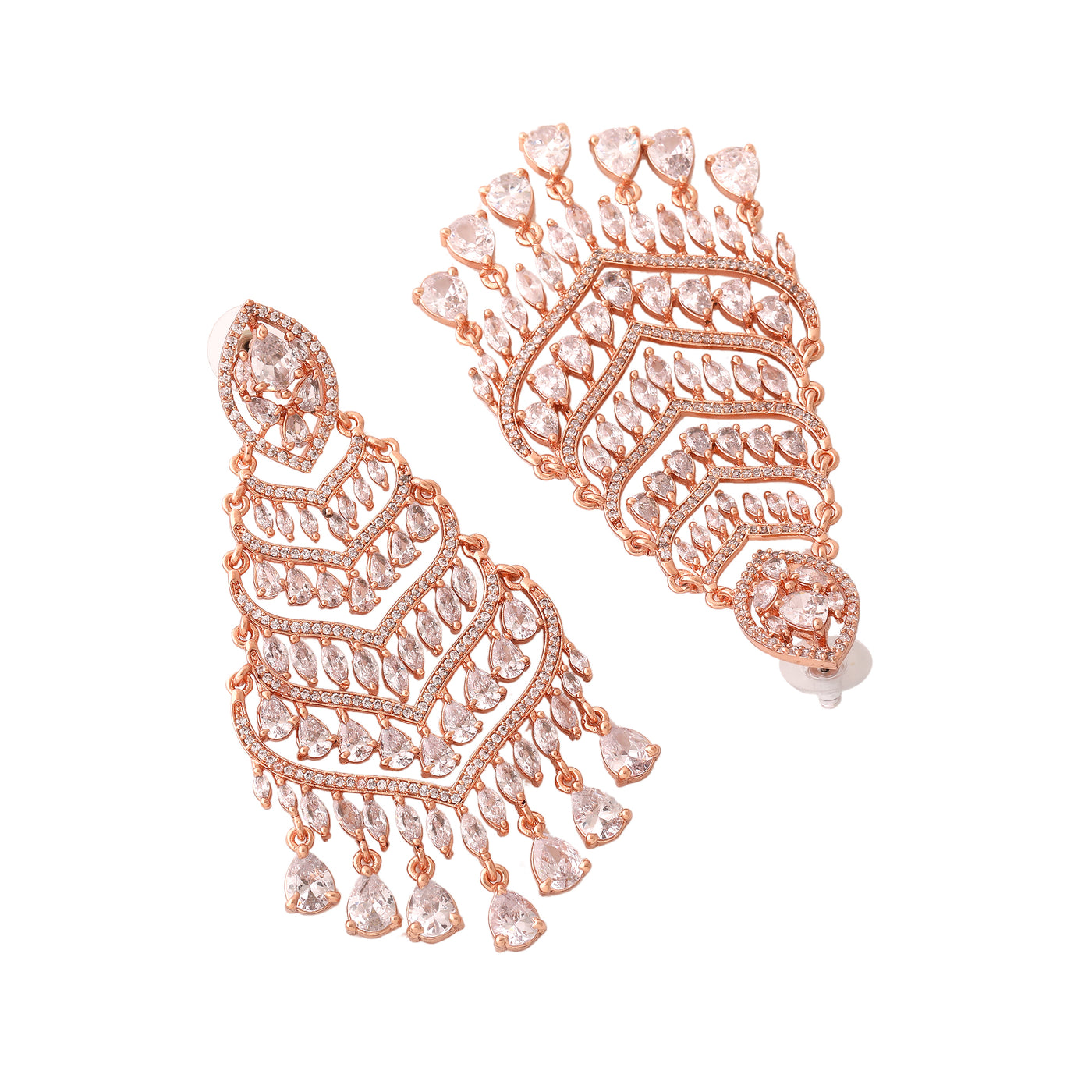 Estele Rose Gold Plated CZ Fascinating Earrings for Women