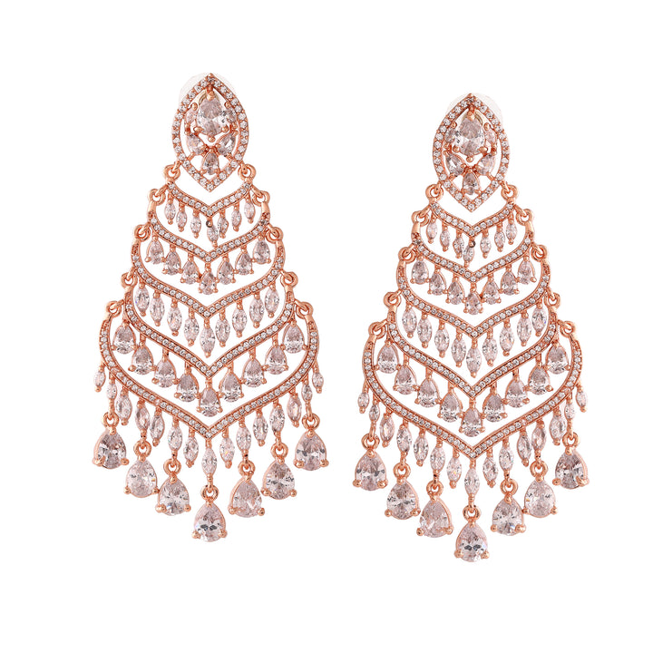 Estele Rose Gold Plated CZ Fascinating Earrings for Women