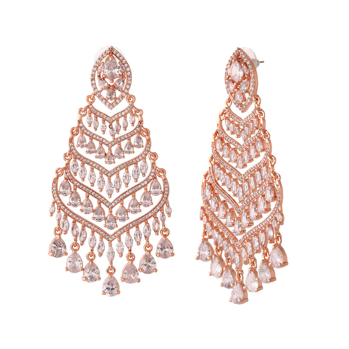 Estele Rose Gold Plated CZ Fascinating Earrings for Women