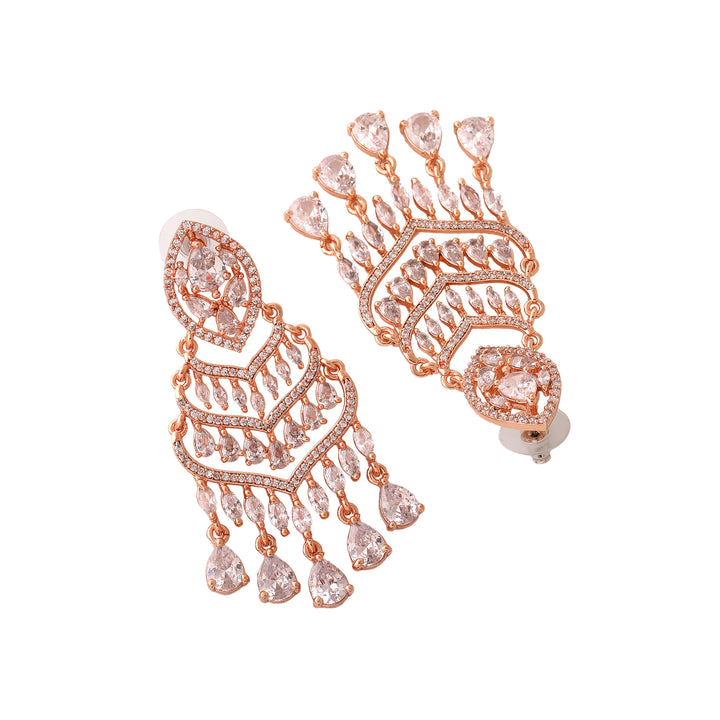 Estele Rose Gold Plating CZ Dazzling Designer Earrings for Women