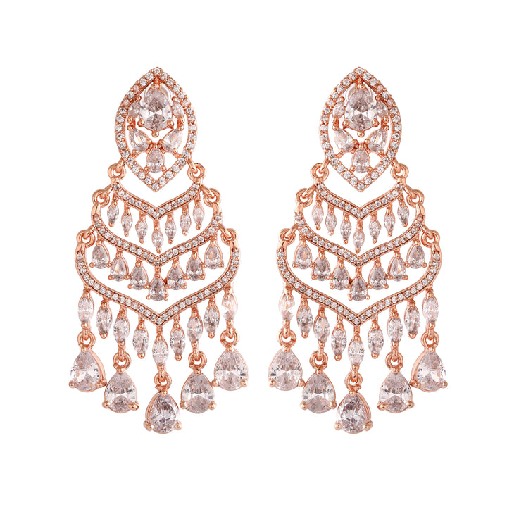 Estele Rose Gold Plating CZ Dazzling Designer Earrings for Women