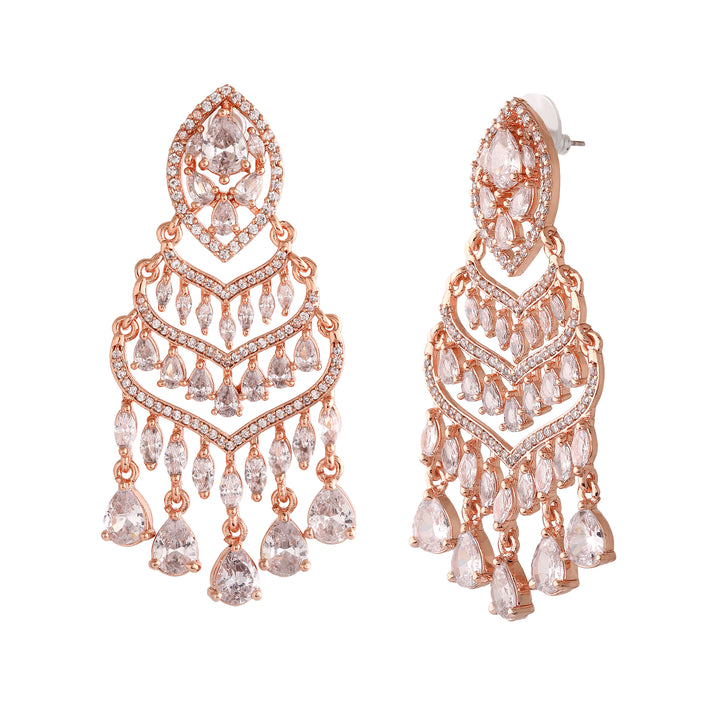 Estele Rose Gold Plating CZ Dazzling Designer Earrings for Women