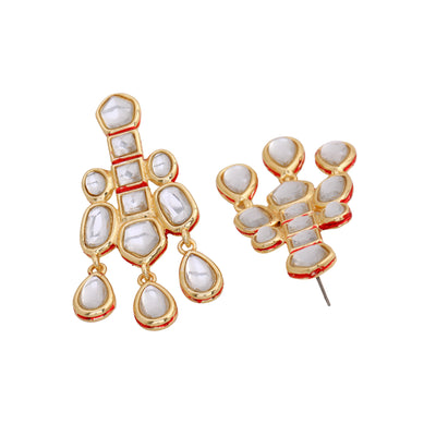 Fashion 24KT Gold Plated Kundan Traditional Pendant Jewellery Set with Earrings