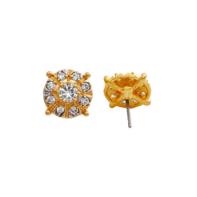 Estele Gold Plated Twirl American Diamond Stud Earrings for Women