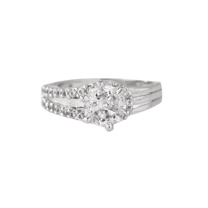 Estele Rhodium Plated CZ Classic Solitaire Finger Ring for Women