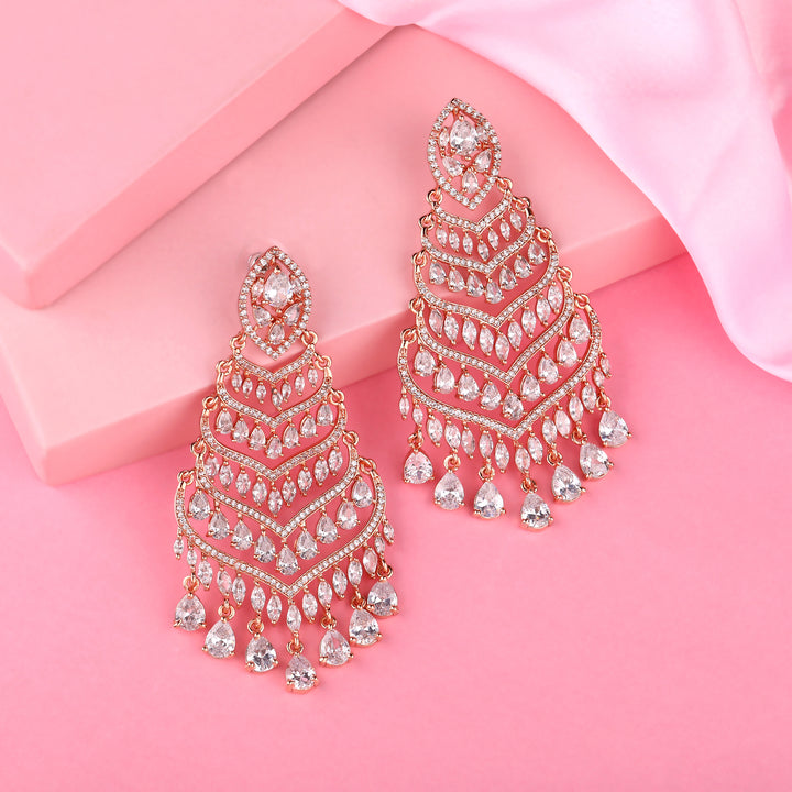 Estele Rose Gold Plated CZ Fascinating Earrings for Women