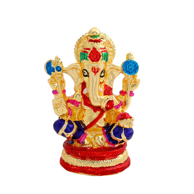 Estele Gold Plated Enamel Holy Ganesh Idol