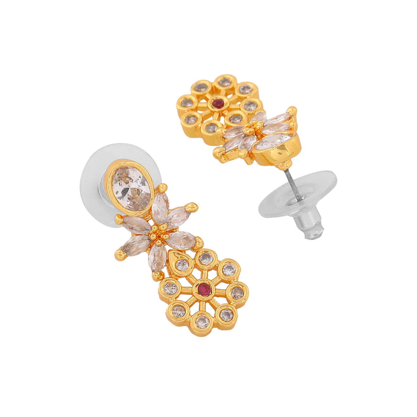 Estele Gold Plated CZ Charming Floral Designer Necklace Set for Women