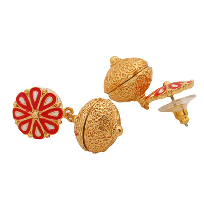ESTELE - Trendy Gold Plated Pearl Dangle Earrings