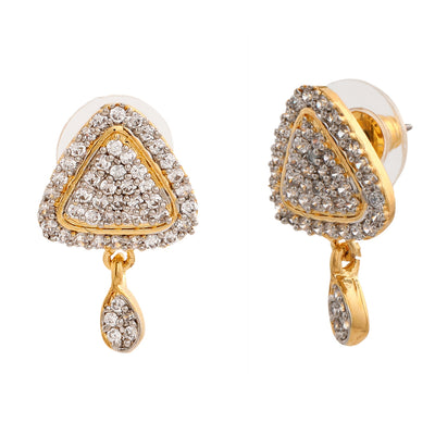 Estele Gold Plated American Diamond Ruby Mariposa lily Stud Earrings for women