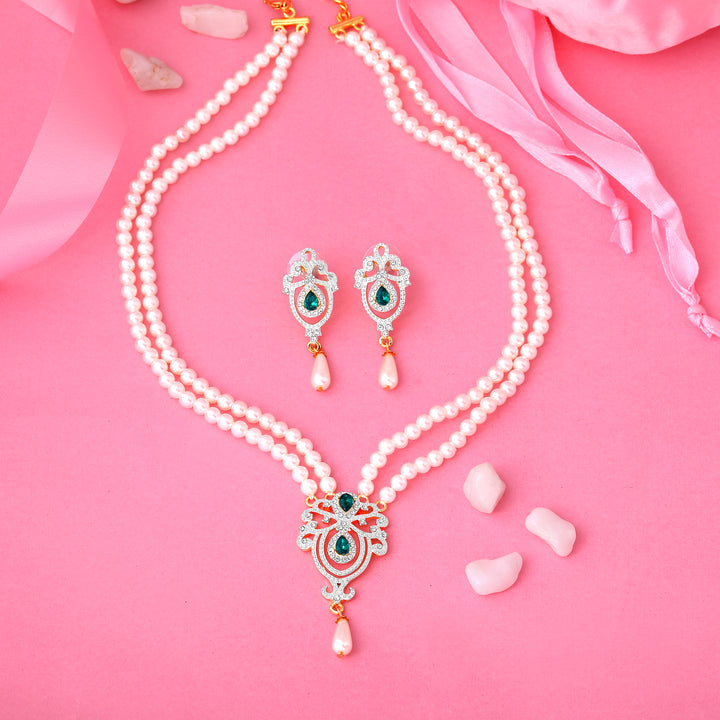 Estele - 24 KT Gold plated Traditional Necklace Set with for Women