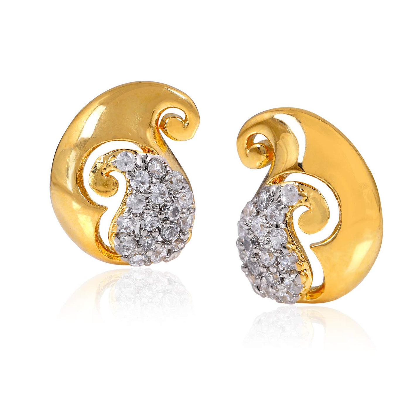Estele Floral Gold Plated Stylish Fancy Party Wear Stud Earrings For Women & Girls