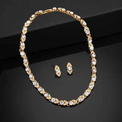 Estele Gold Plated Beautiful Necklace Set with Crystals for Women