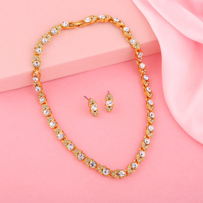 Estele Gold Plated Beautiful Necklace Set with Crystals for Women