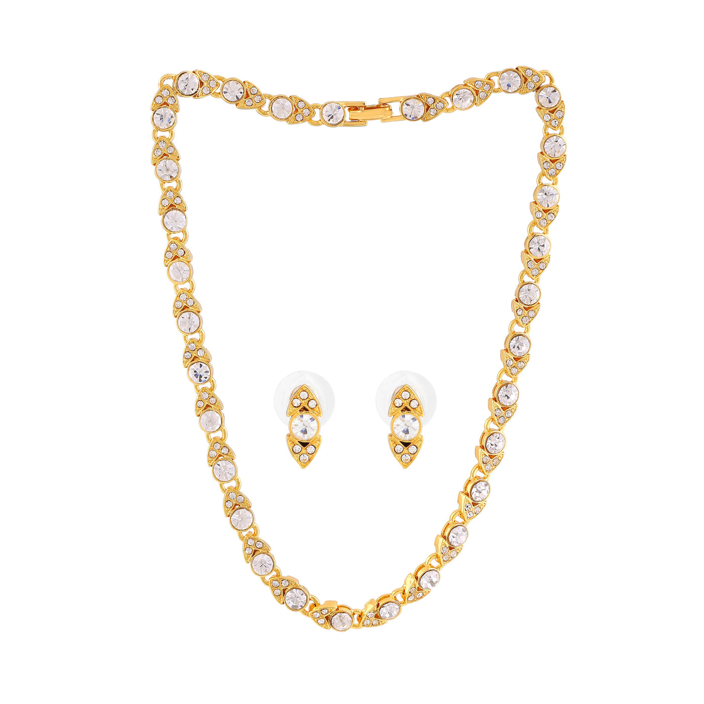 Estele Gold Plated Beautiful Necklace Set with Crystals for Women