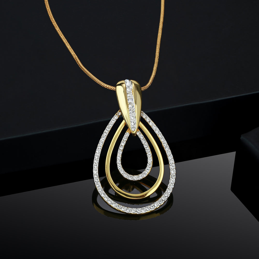 Estele 24 KT Gold Plated with Austrian Crystals Statement Pendant for Women  Girls