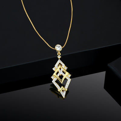 Estele Gold Plated Diamond Geometric Shaped Pendant for Women / Girls