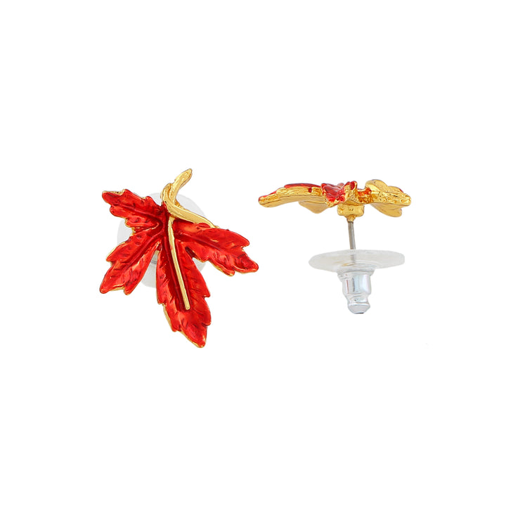 Estele Gold Plated Leaf Designer Necklace Set with Enamel for Women