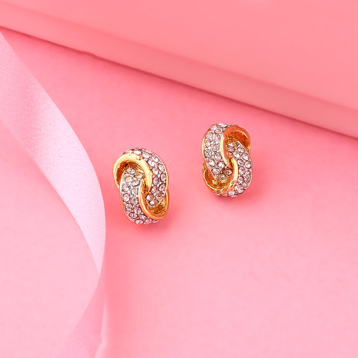 Estele Gold Tone Plated Round Stud Earrings for women