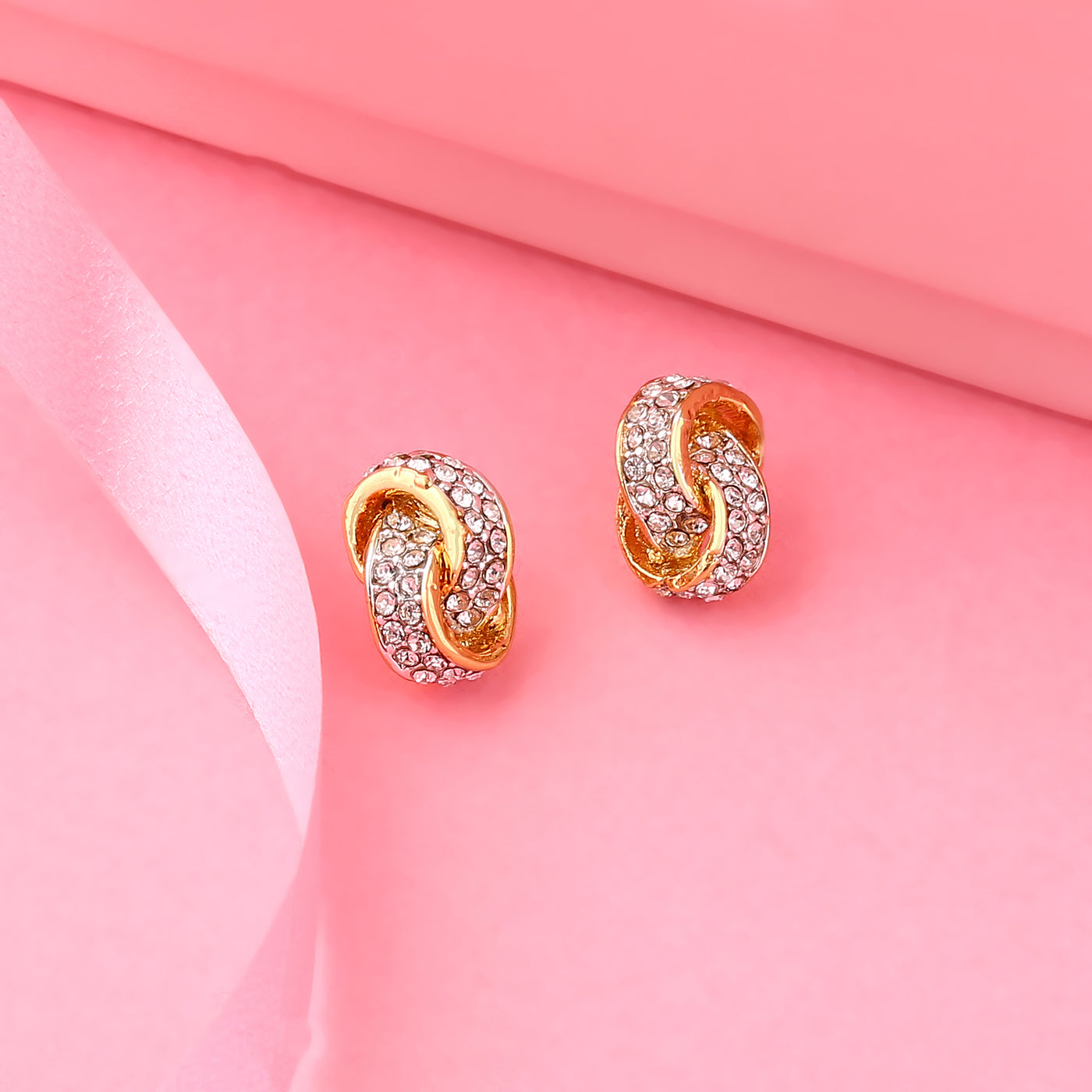 Estele Gold Tone Plated Round Stud Earrings for women