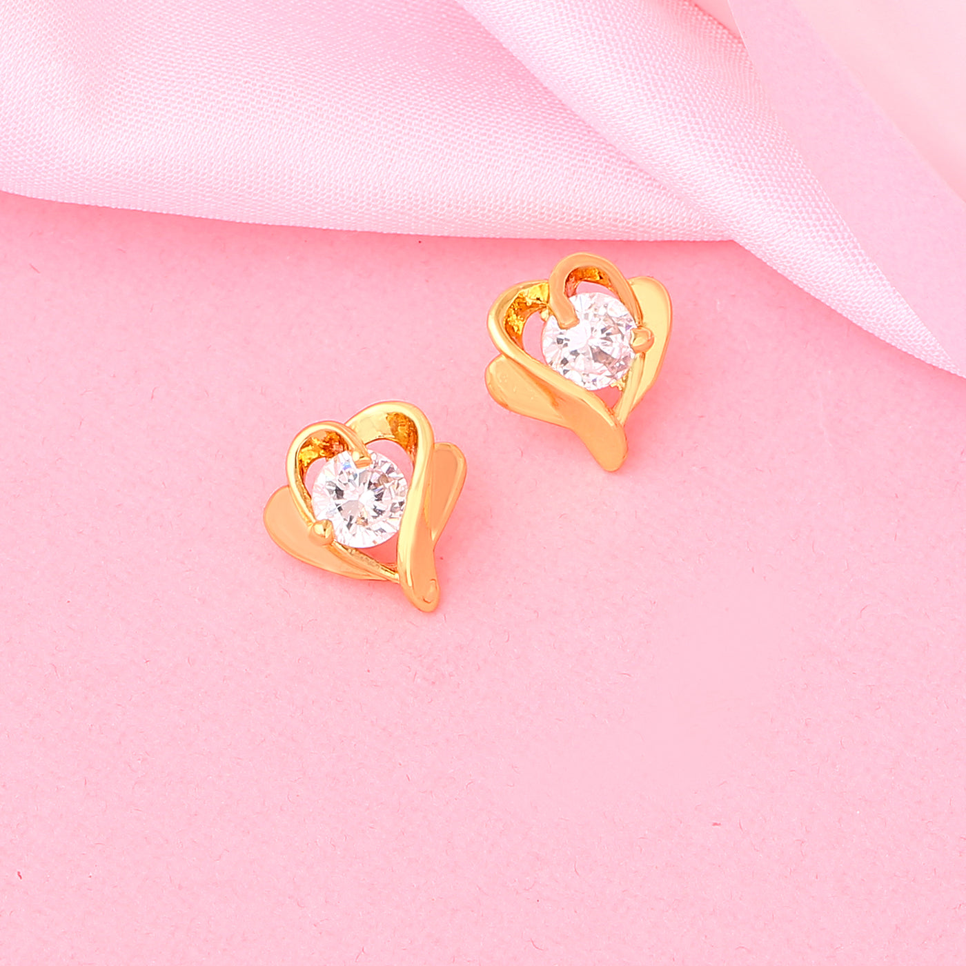 valentine Purity Heart Austrian Crystal gold Plated Stud Earrings